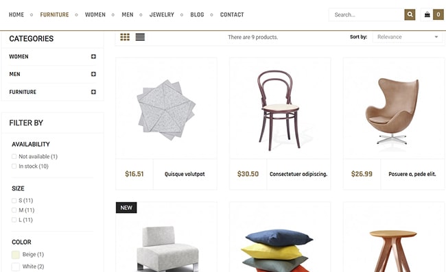 Mẫu template bán nội thất hiện đại